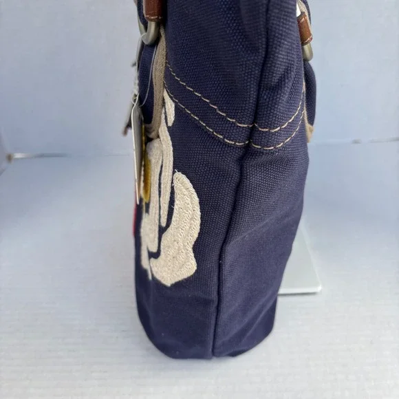 Fossil Cameron Fabric Satchel Bag Navy Blue Floral Embroidery ZB4477997 New - Picture 13 of 14